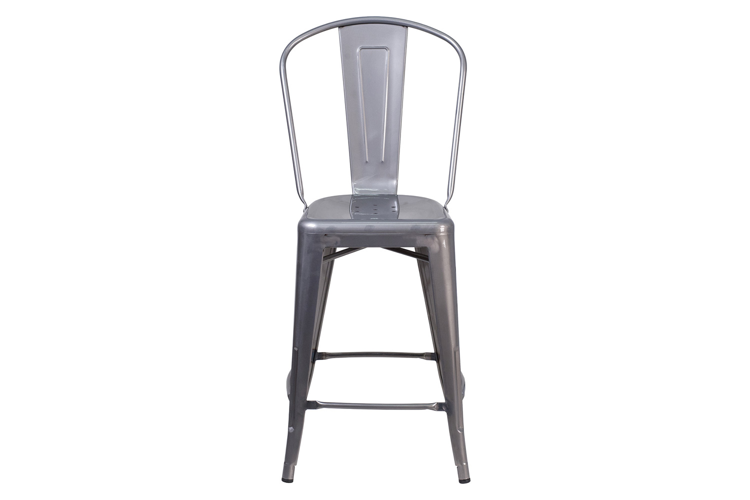 BLNK - Lincoln Clear Coated Indoor Counter Height Stool with Back