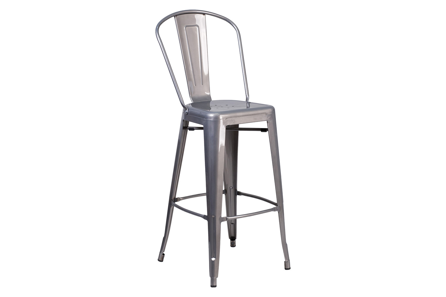 BLNK - Lincoln Clear Coated Metal Indoor Bar Stool with Back