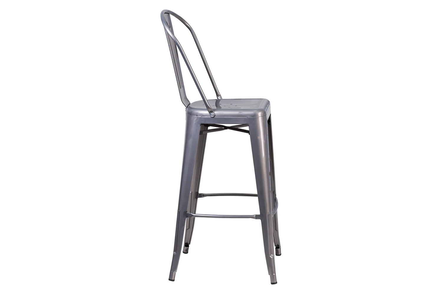 BLNK - Lincoln Clear Coated Metal Indoor Bar Stool with Back