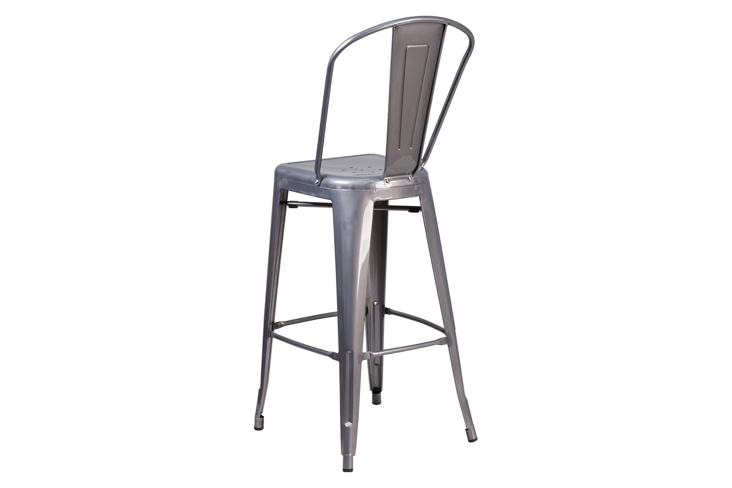 BLNK - Lincoln Clear Coated Metal Indoor Bar Stool with Back