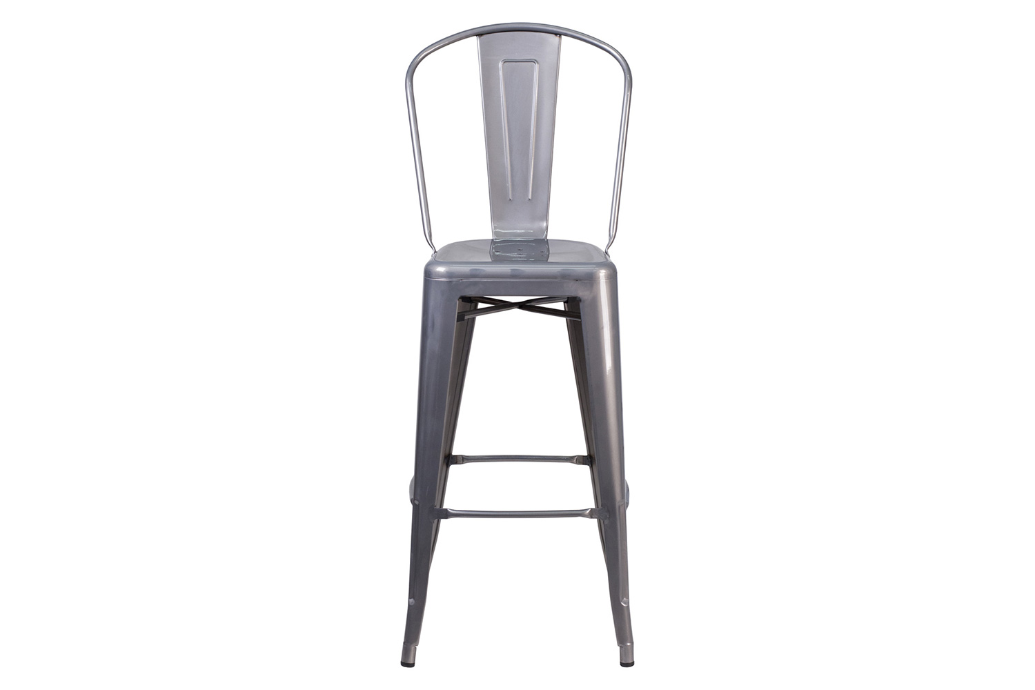 BLNK - Lincoln Clear Coated Metal Indoor Bar Stool with Back