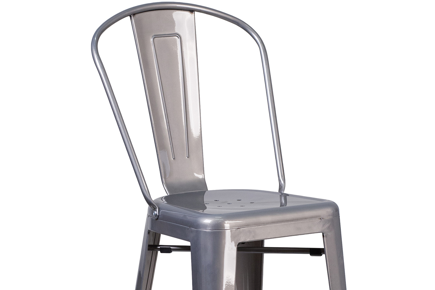 BLNK - Lincoln Clear Coated Metal Indoor Bar Stool with Back