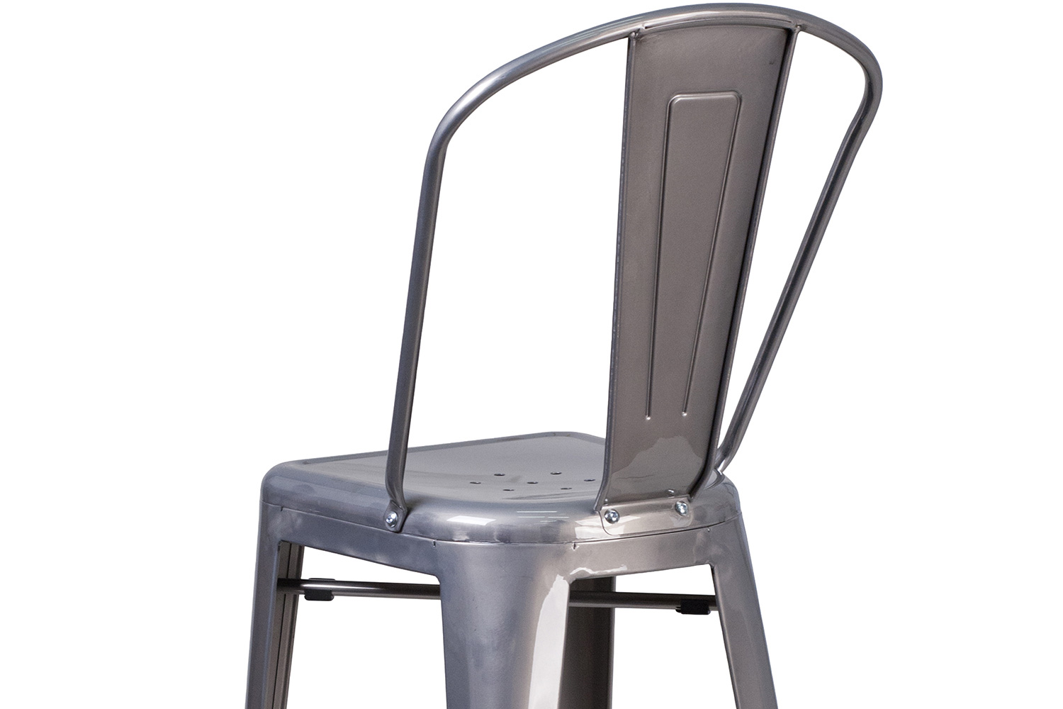 BLNK - Lincoln Clear Coated Metal Indoor Bar Stool with Back