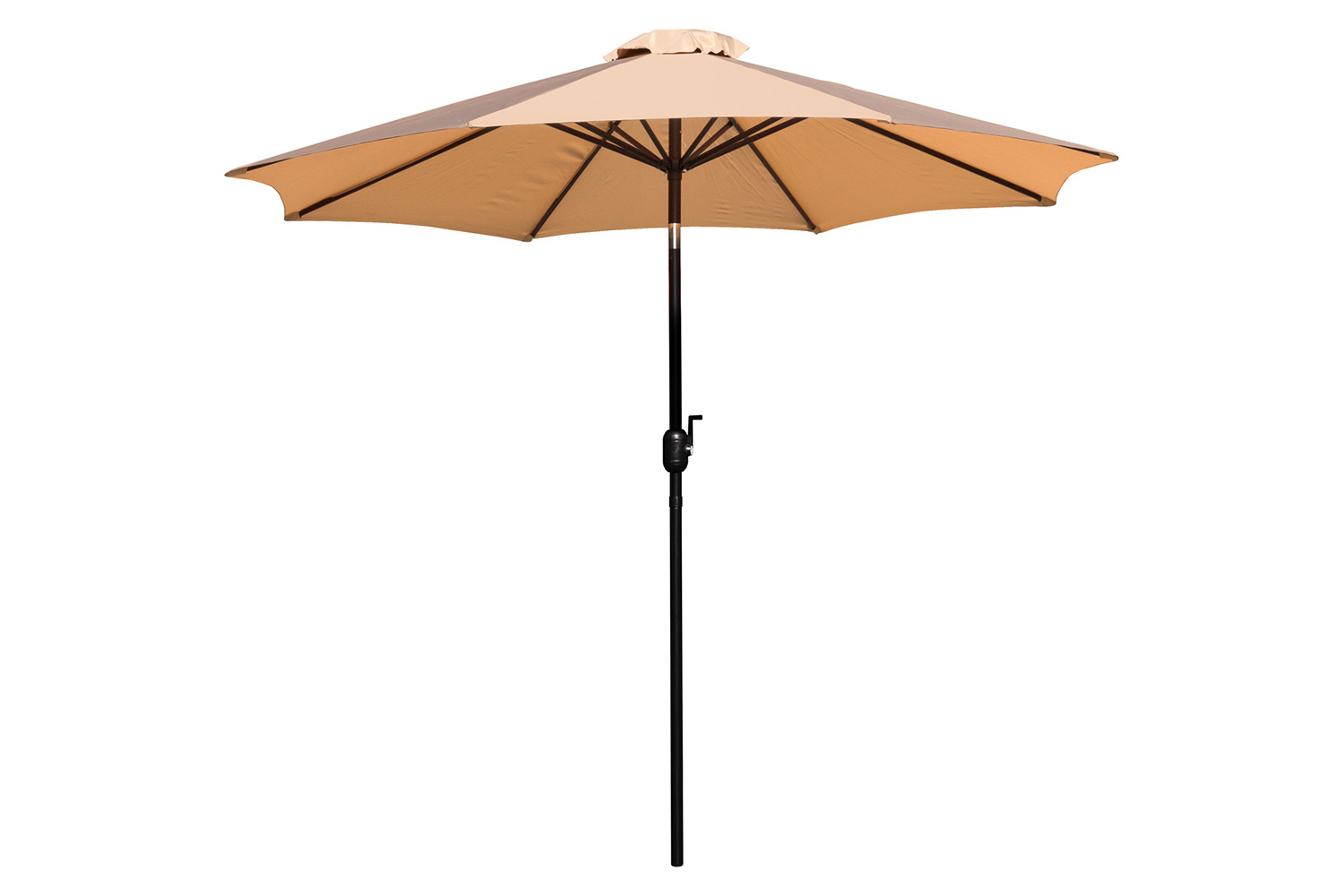 BLNK Lark Outdoor Patio Table Set with 30" x 48" Synthetic Teak Patio Table, Umbrella and Base - Tan