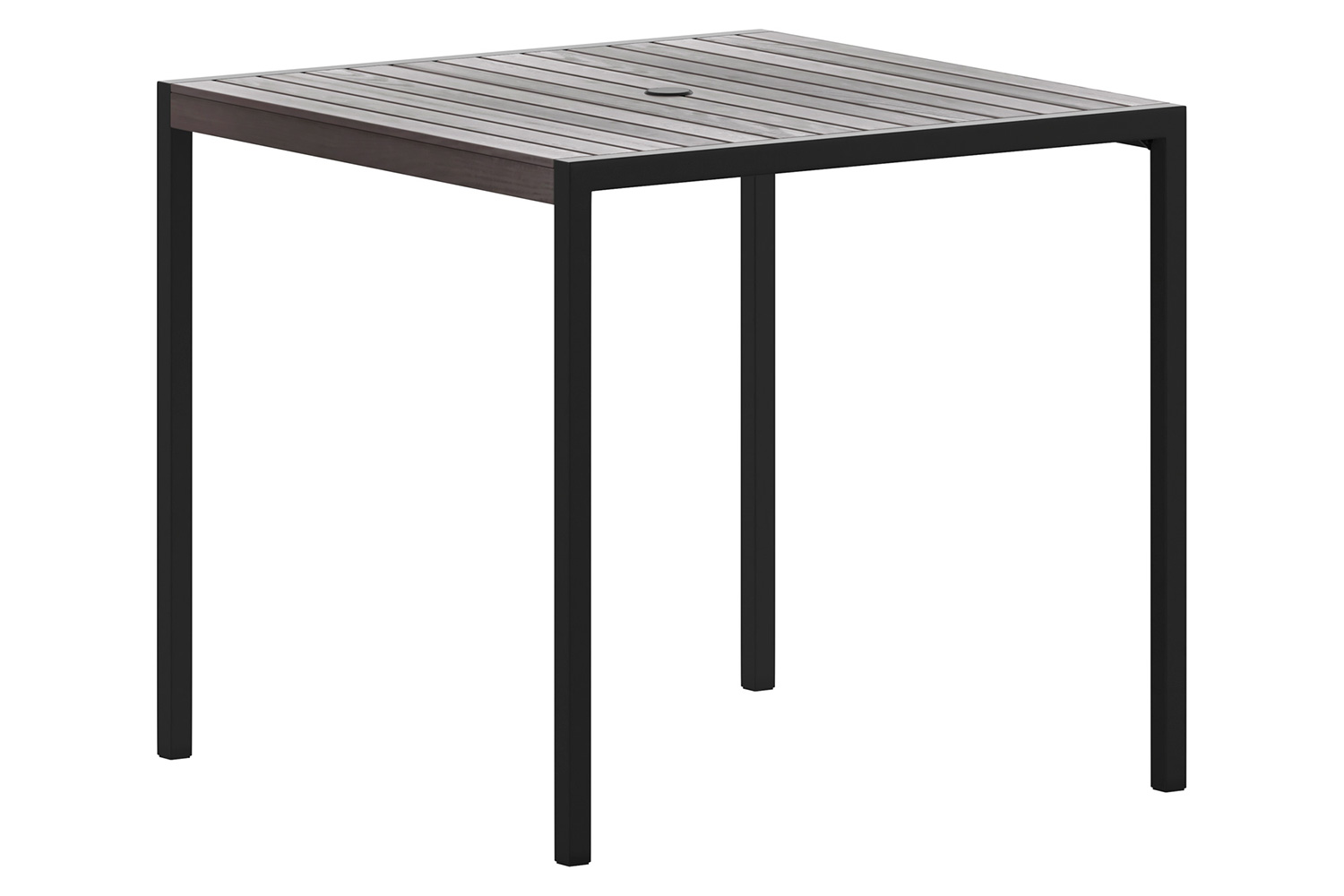 BLNK - Square Outdoor Steel Framed Dining Table with Synthetic Poly Slats and Umbrella Hole