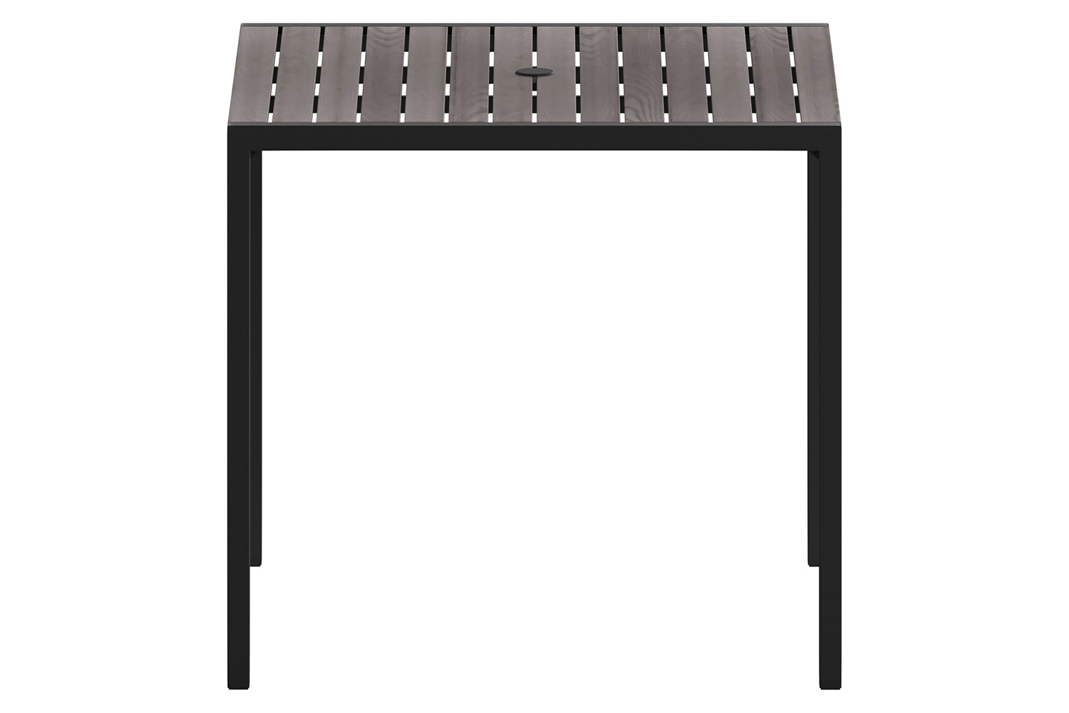 BLNK - Square Outdoor Steel Framed Dining Table with Synthetic Poly Slats and Umbrella Hole