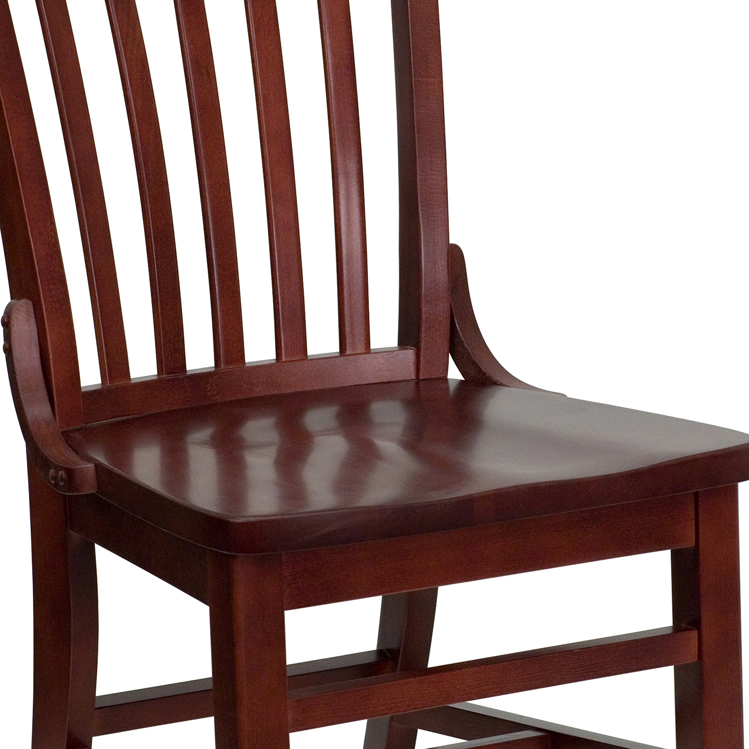 BLNK™ HERCULES Series Wood School House Back Restaurant Chair - Mahogany