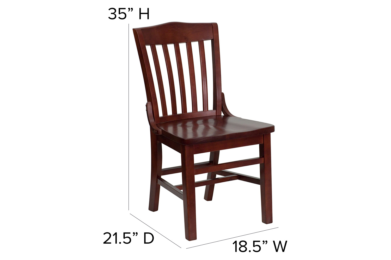 BLNK™ HERCULES Series Wood School House Back Restaurant Chair - Mahogany