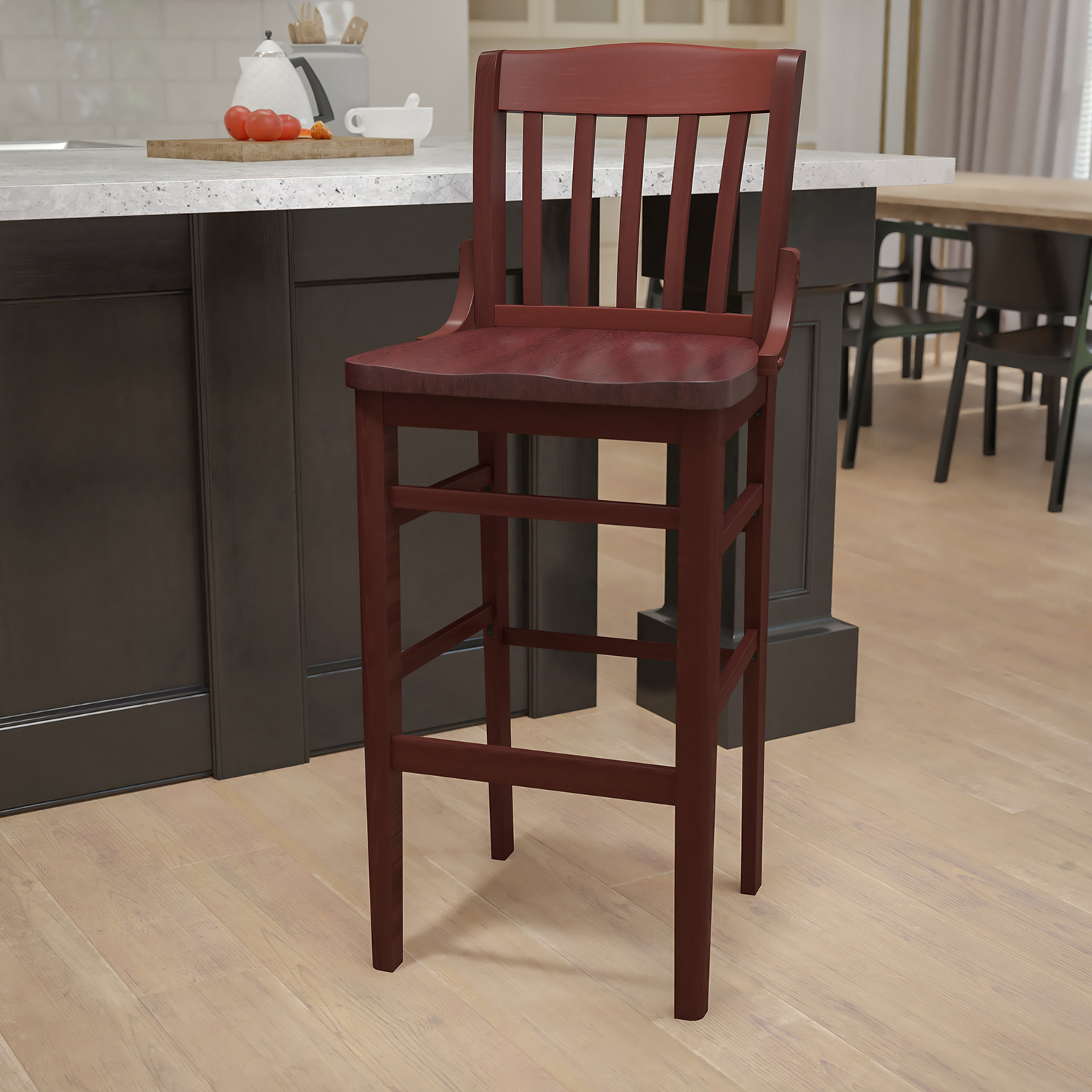 BLNK HERCULES Series Wood School House Back Restaurant Bar Stool