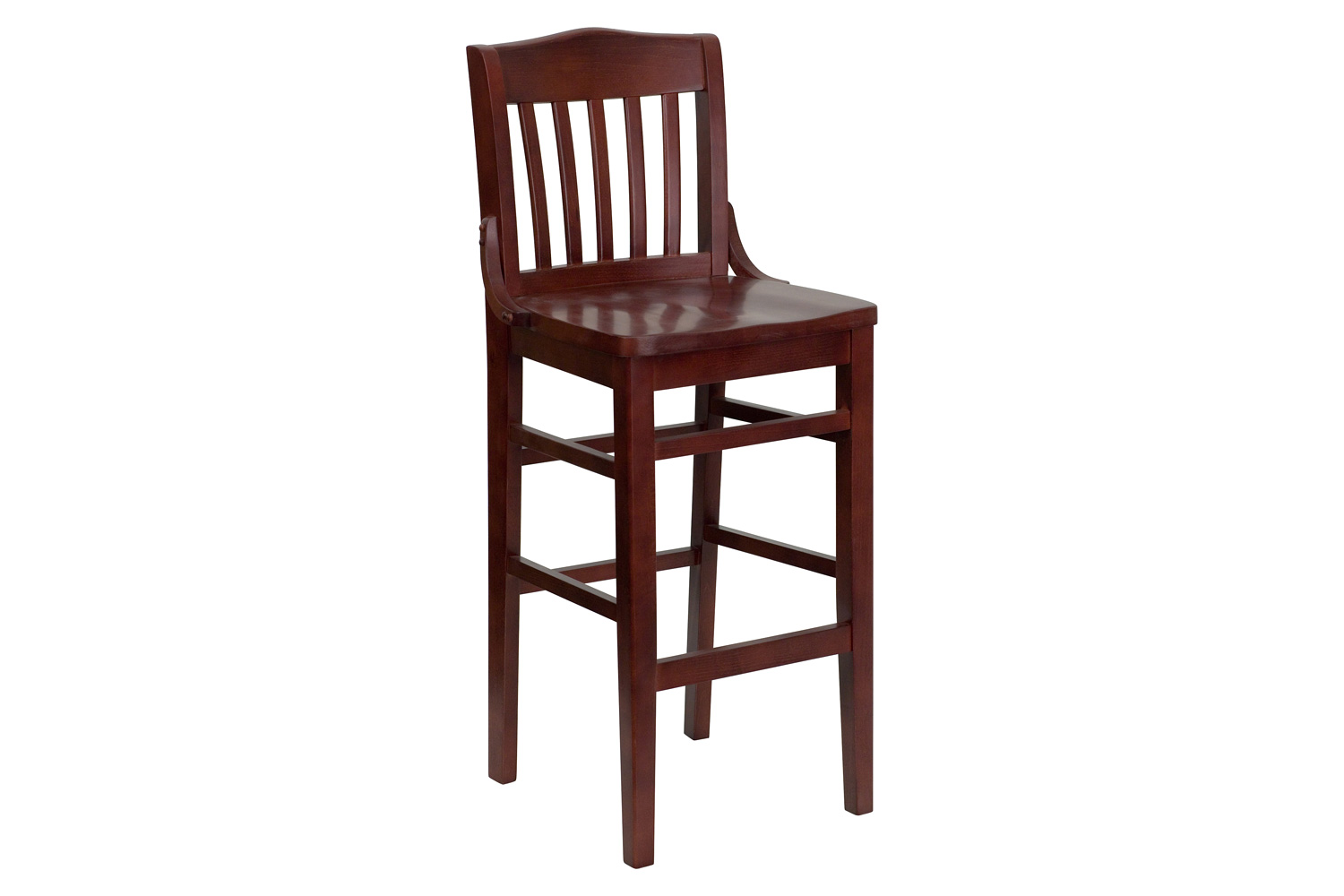 BLNK HERCULES Series Wood School House Back Restaurant Bar Stool - Mahogany