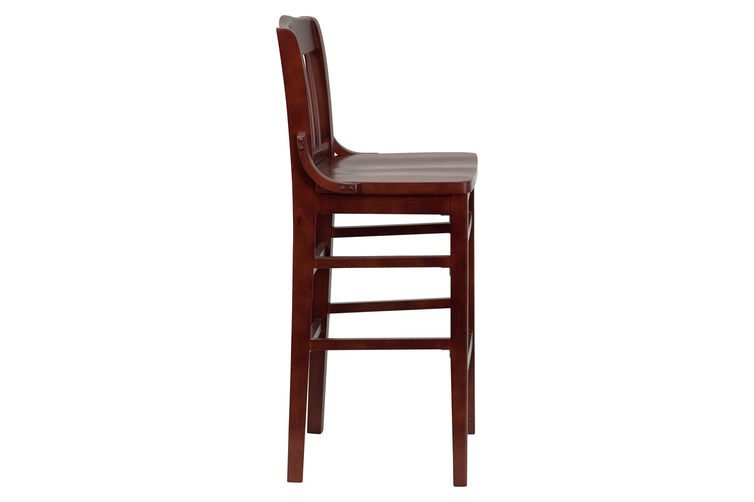 BLNK HERCULES Series Wood School House Back Restaurant Bar Stool - Mahogany