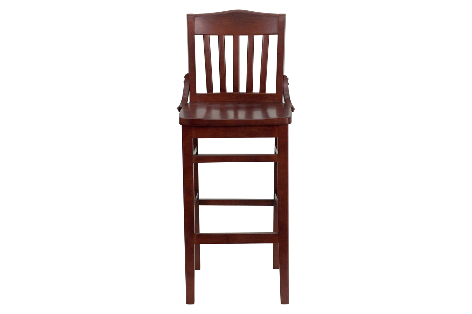 BLNK HERCULES Series Wood School House Back Restaurant Bar Stool - Mahogany