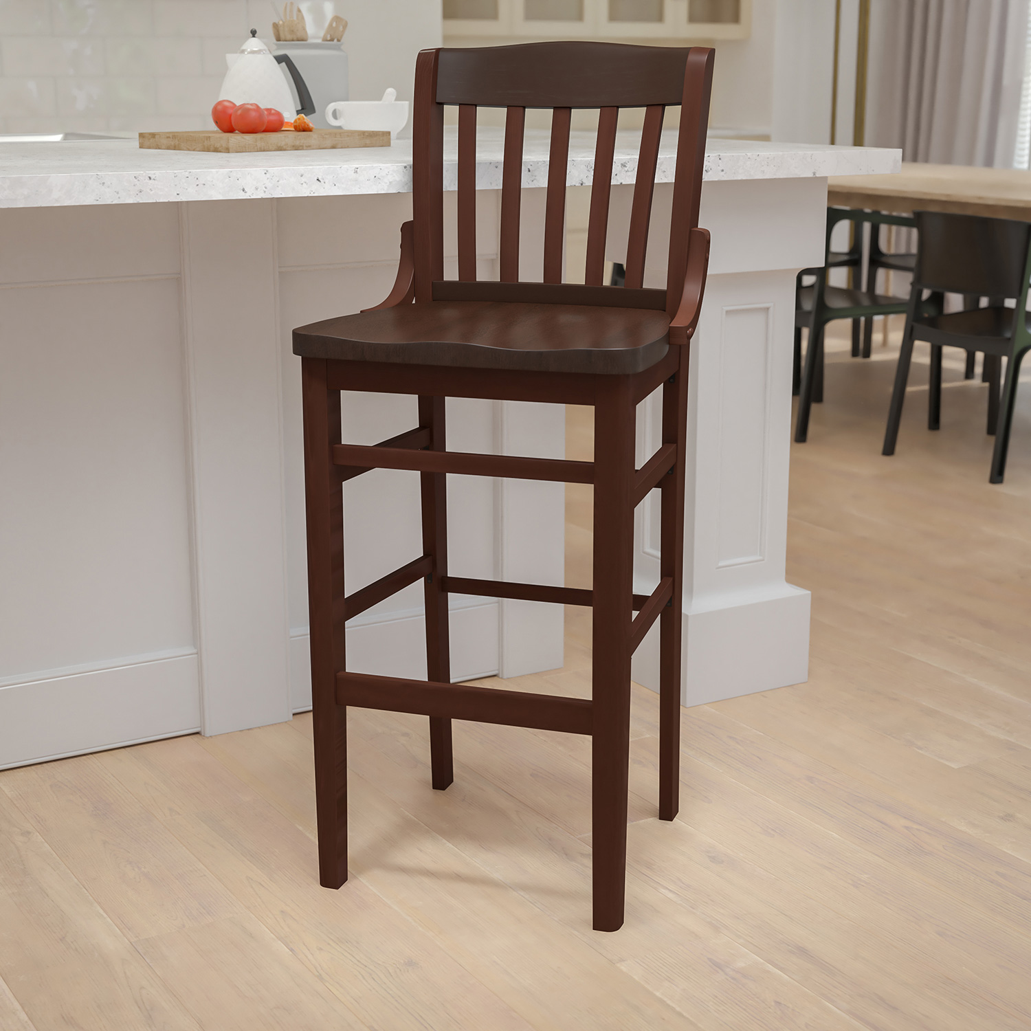 BLNK HERCULES Series Wood School House Back Restaurant Bar Stool