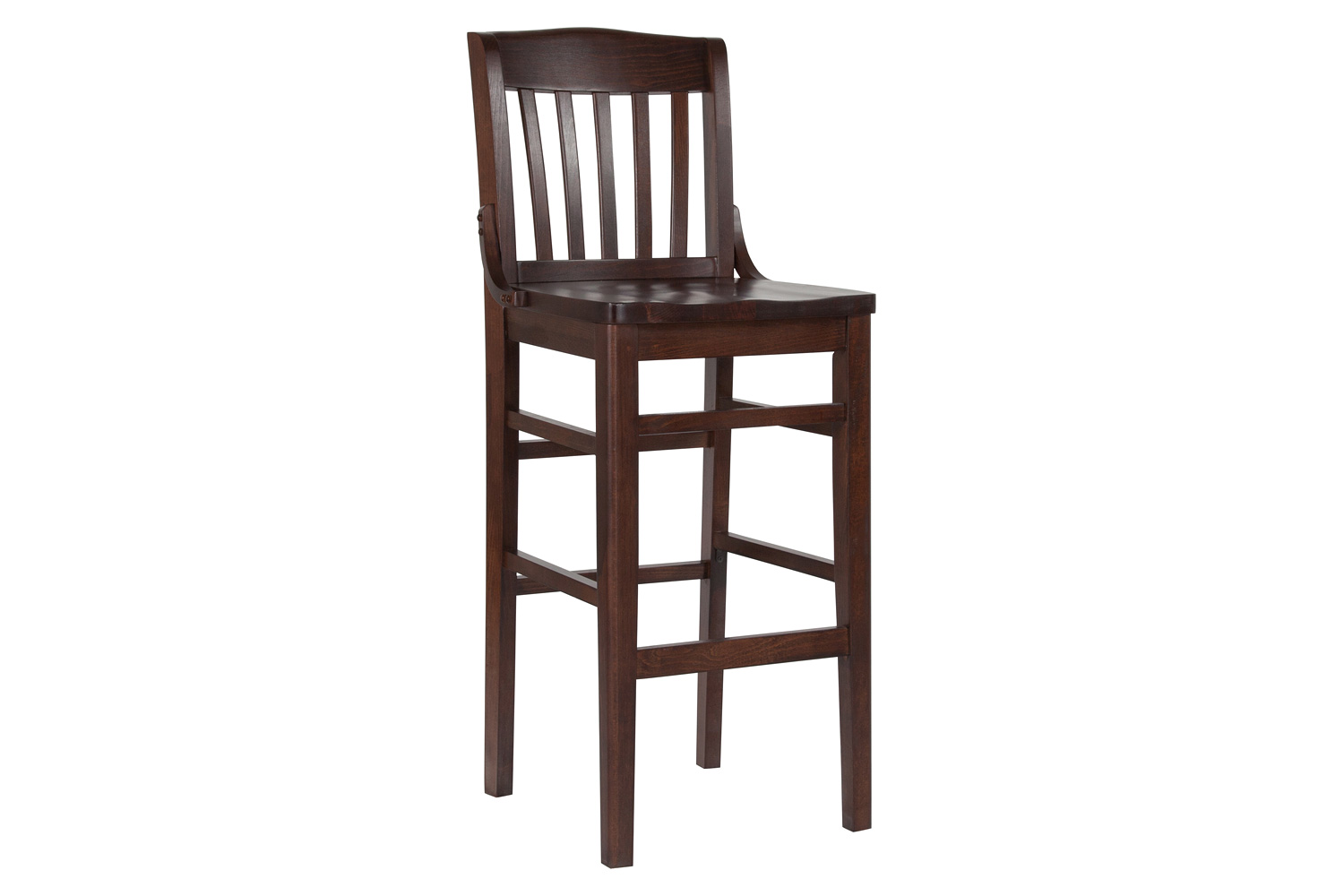 BLNK HERCULES Series Wood School House Back Restaurant Bar Stool - Walnut