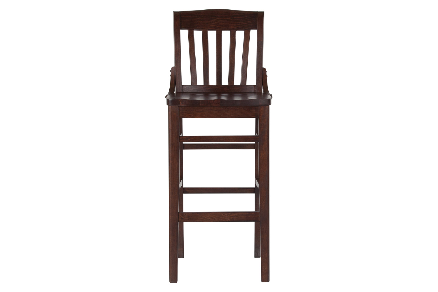 BLNK HERCULES Series Wood School House Back Restaurant Bar Stool - Walnut