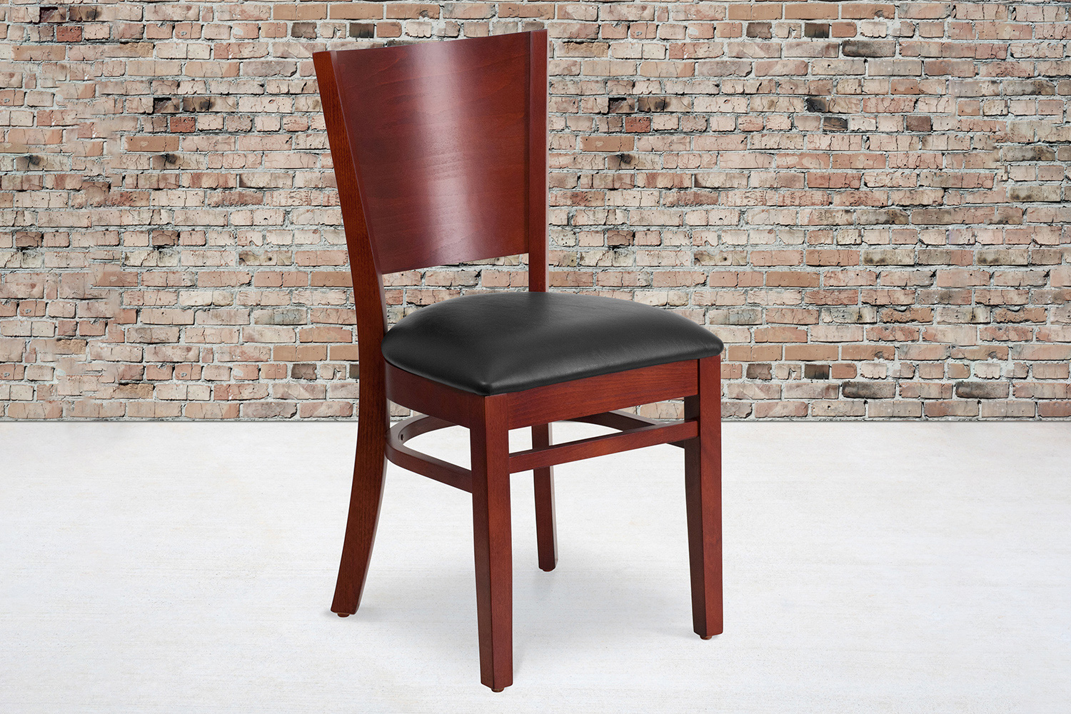 BLNK Lacey Series Mahogany Wood Solid Back Restaurant Chair with Vinyl Seat