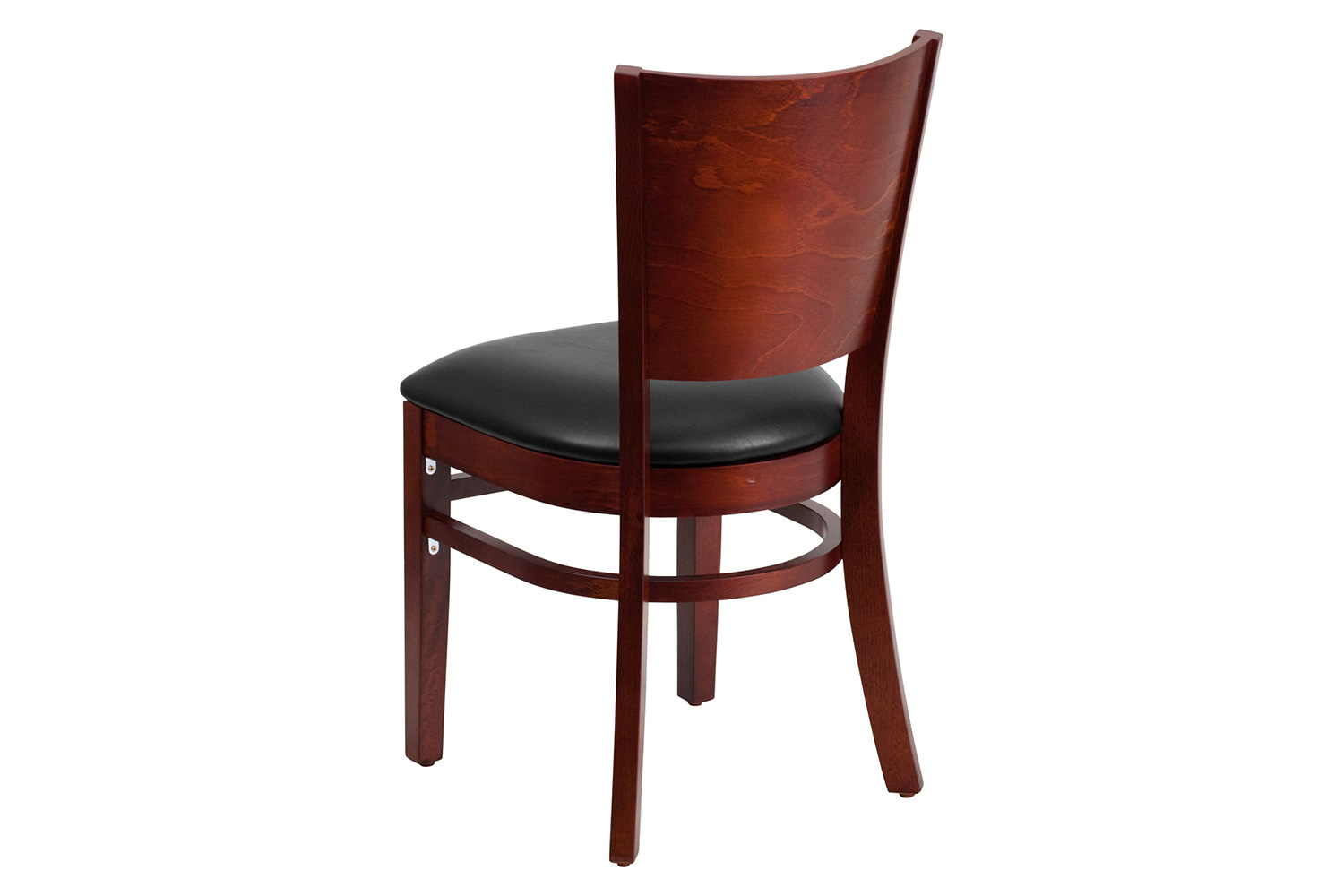 BLNK Lacey Series Mahogany Wood Solid Back Restaurant Chair with Vinyl Seat - Black