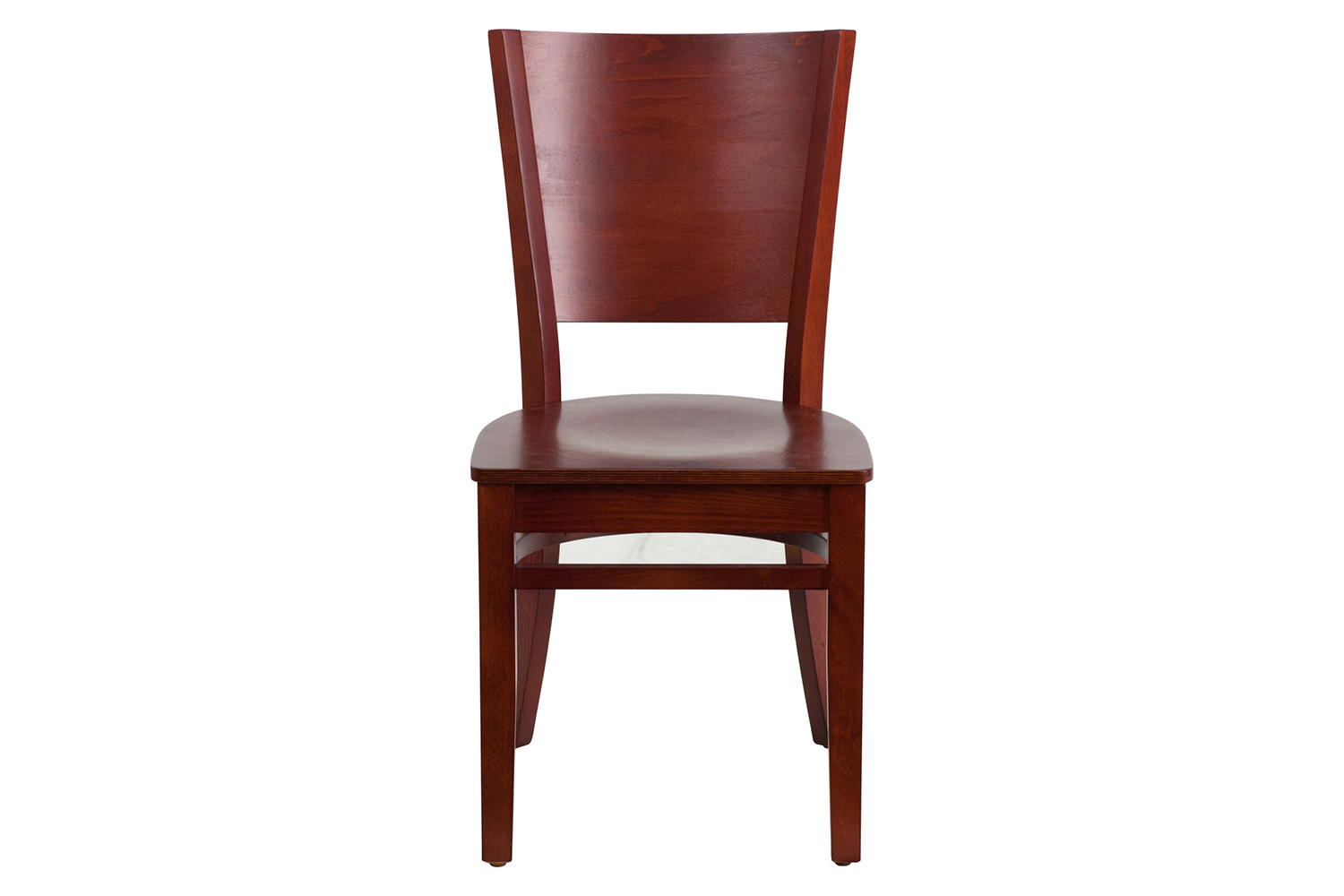 BLNK Lacey Series Wood Solid Back Restaurant Chair - Mahogany