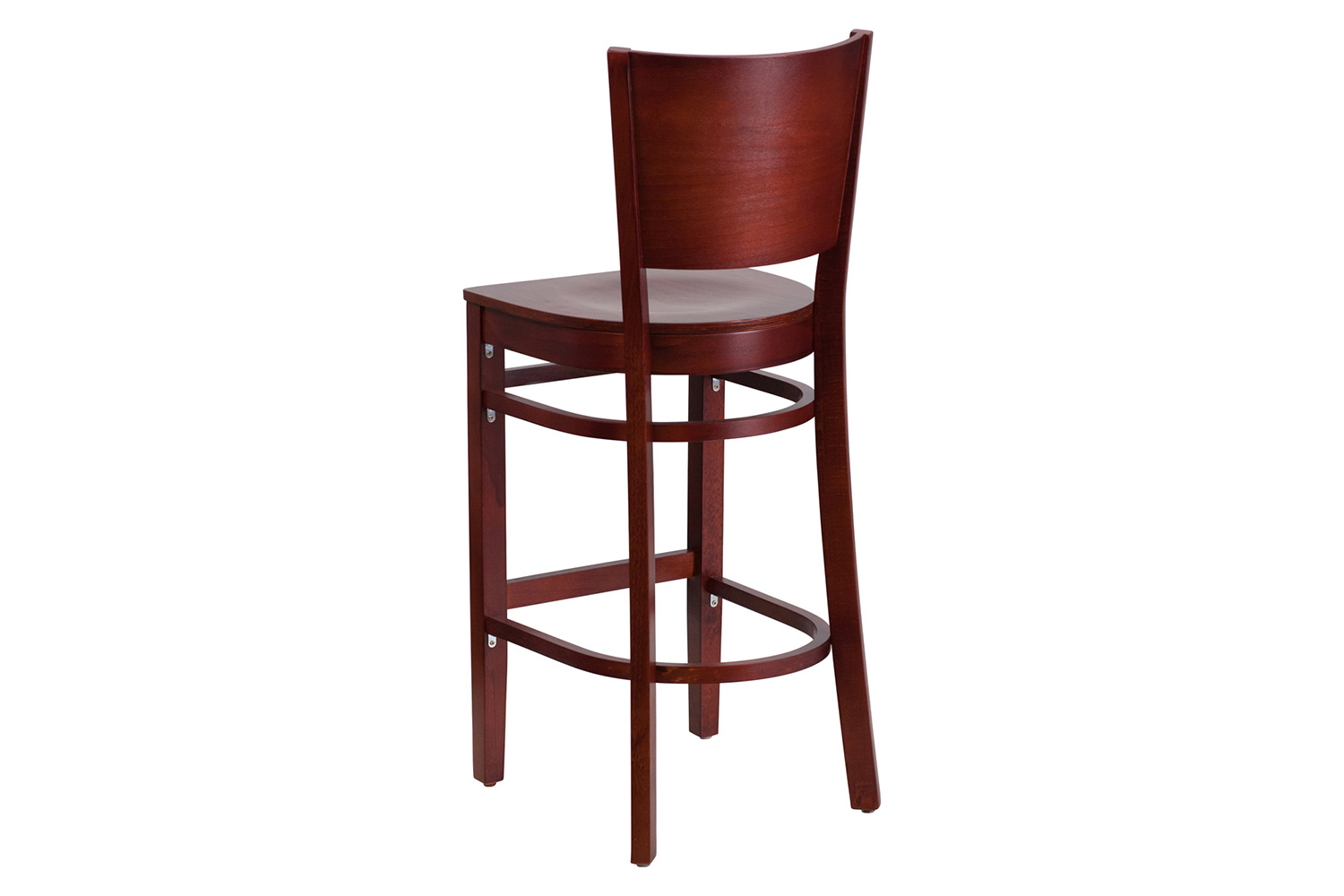 BLNK Lacey Series Wood Solid Back Restaurant Bar Stool - Mahogany