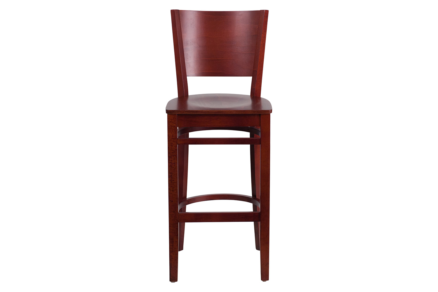 BLNK Lacey Series Wood Solid Back Restaurant Bar Stool - Mahogany