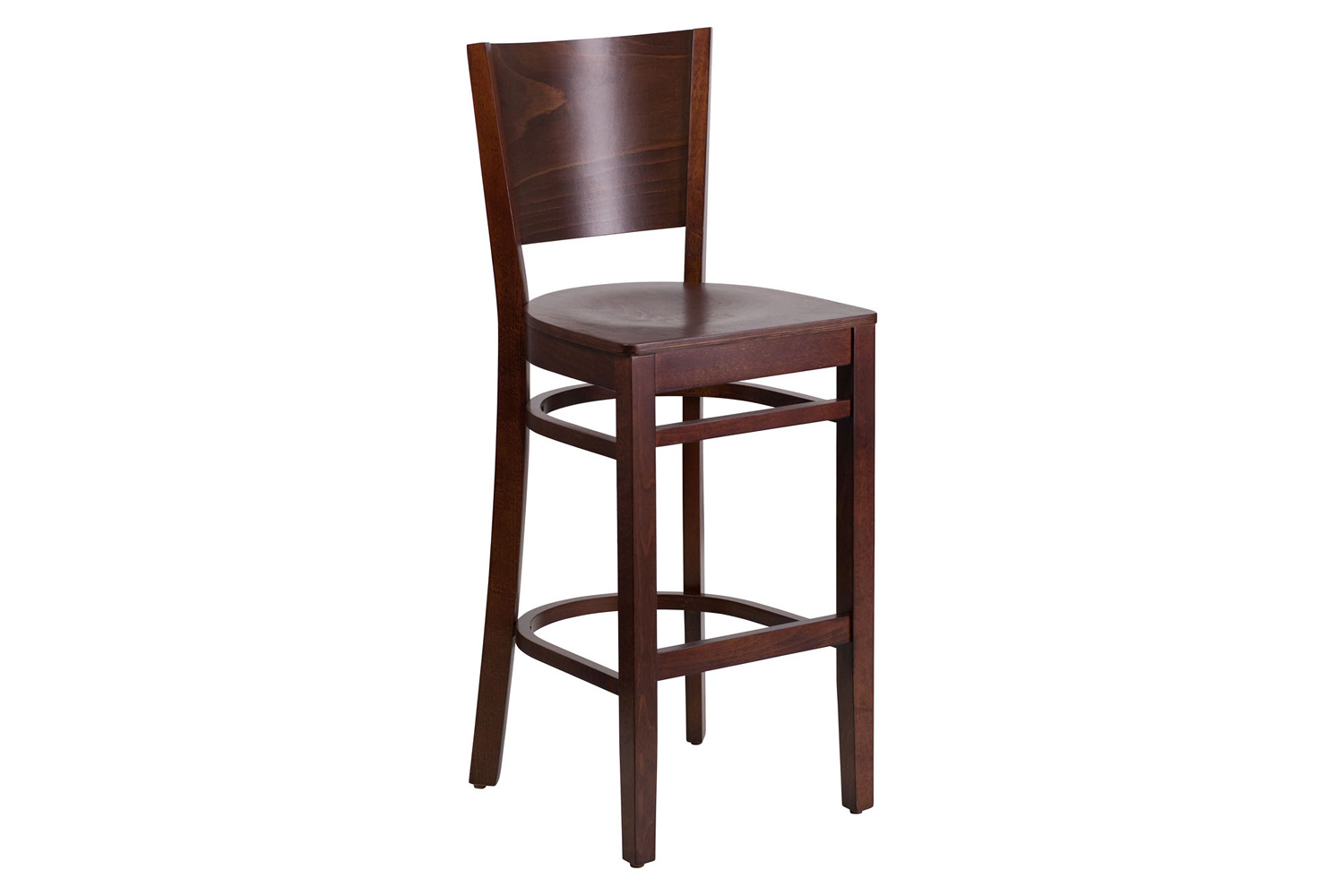 BLNK Lacey Series Wood Solid Back Restaurant Bar Stool