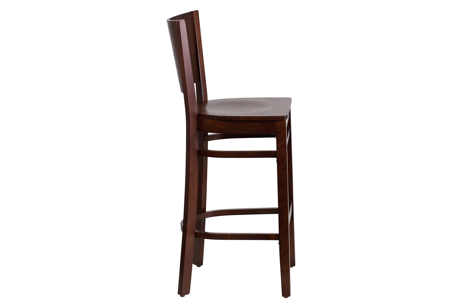 BLNK Lacey Series Wood Solid Back Restaurant Bar Stool - Walnut