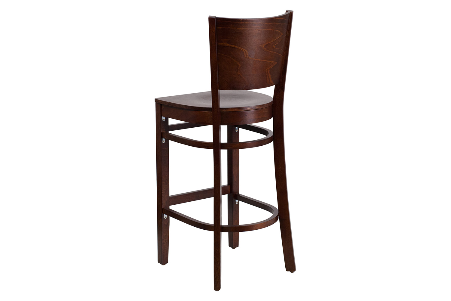 BLNK Lacey Series Wood Solid Back Restaurant Bar Stool - Walnut