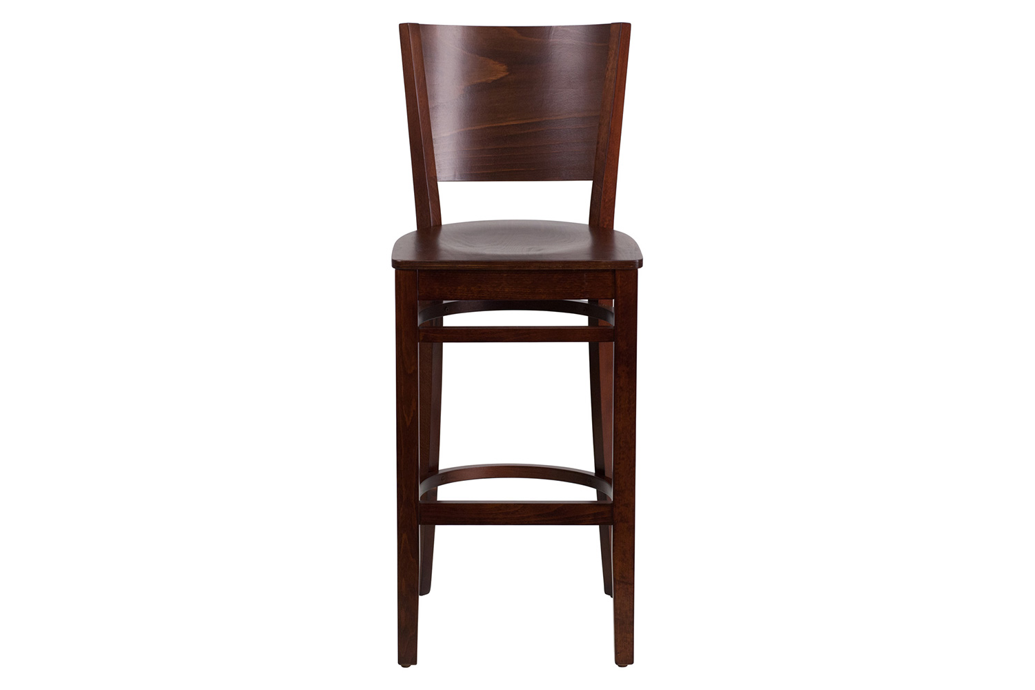 BLNK Lacey Series Wood Solid Back Restaurant Bar Stool - Walnut