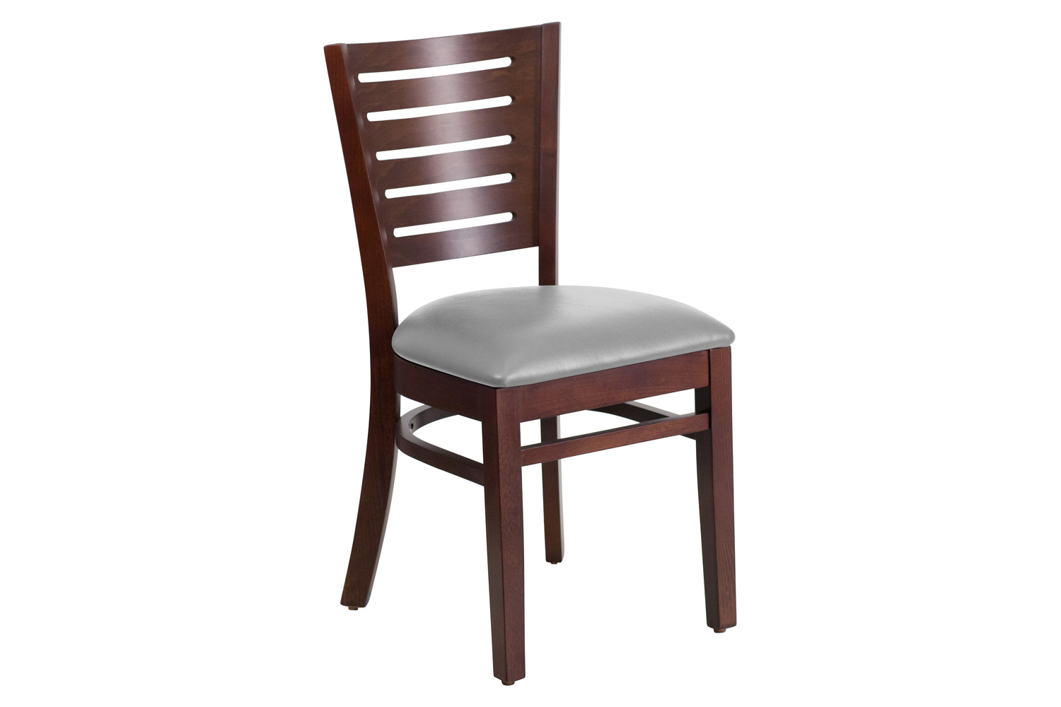 BLNK Darby Series Wood Slat Back Restaurant Chair with Custom Upholstered Seat