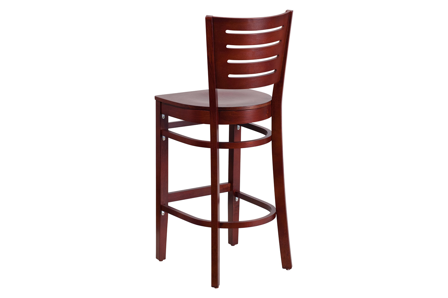 BLNK Darby Series Slat Back Mahogany Wood Restaurant Bar Stool