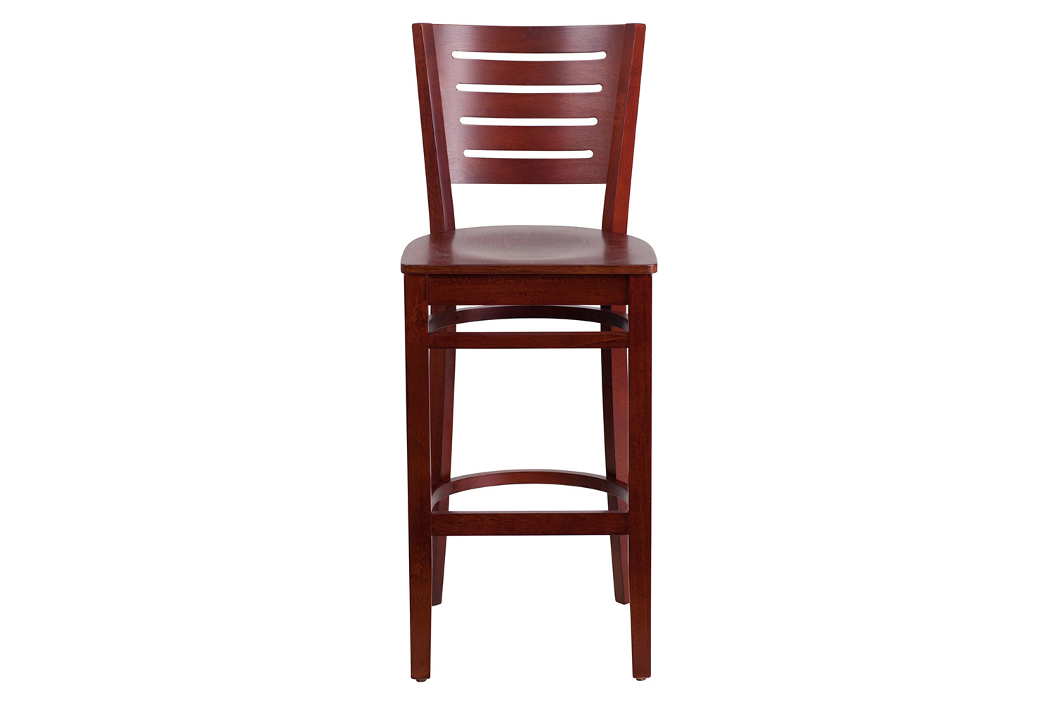 BLNK Darby Series Slat Back Mahogany Wood Restaurant Bar Stool