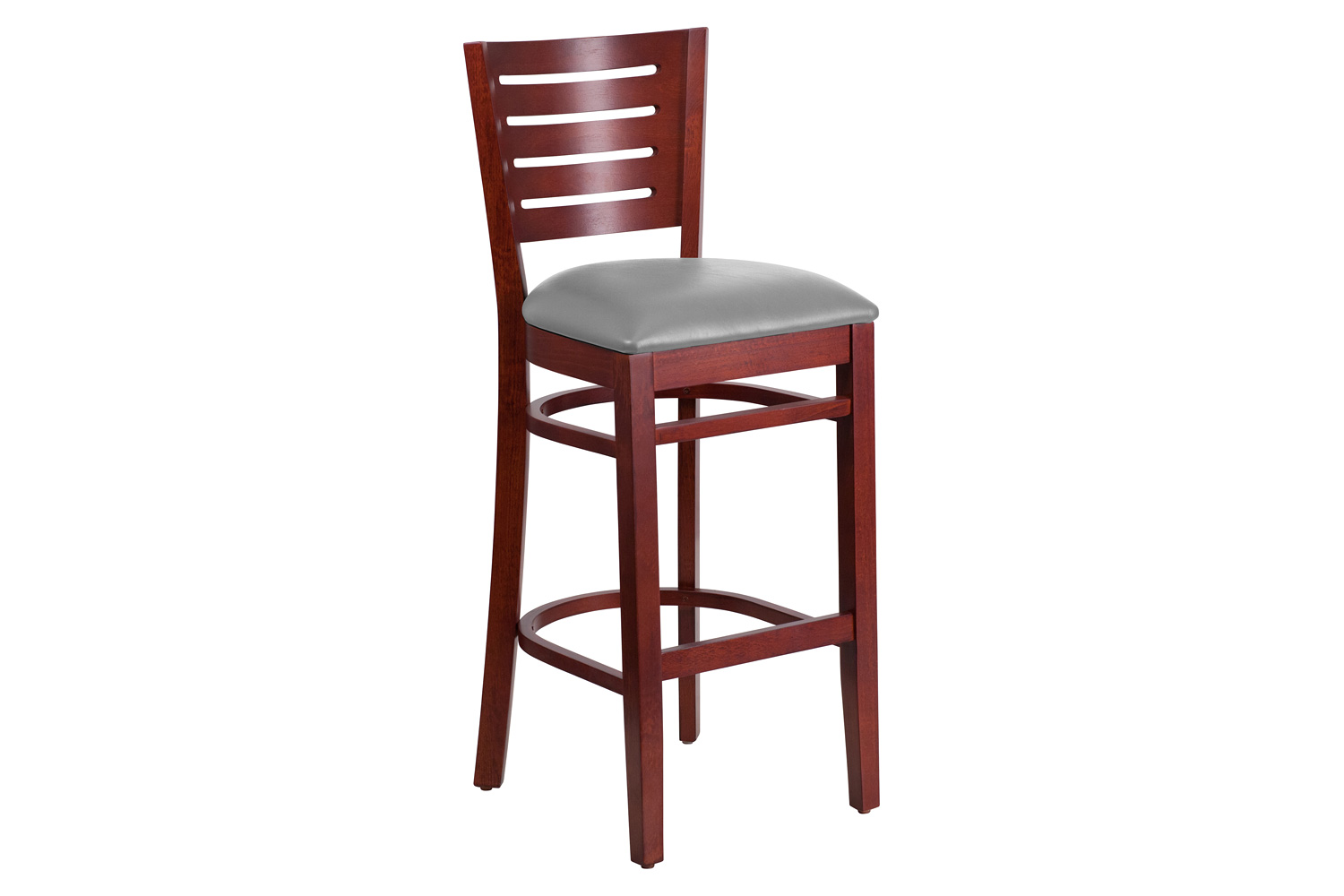 BLNK Darby Series Wood Slat Back Restaurant Bar Stool with Custom Upholstered Seat