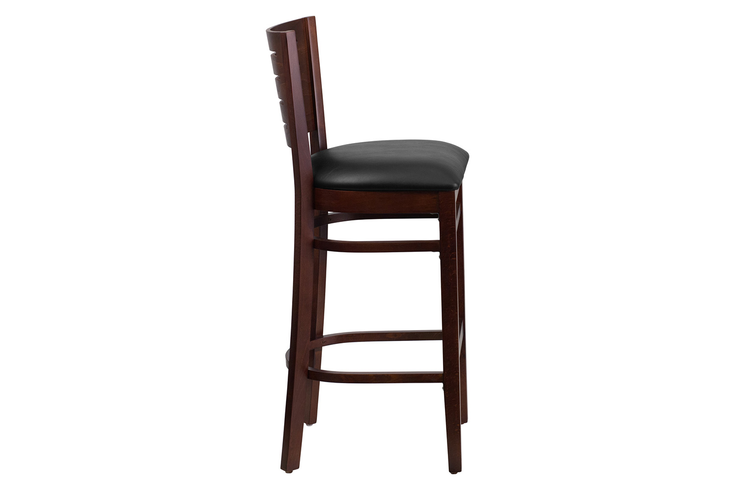 BLNK Darby Series Vinyl Slat Back Walnut Wood Restaurant Bar Stool