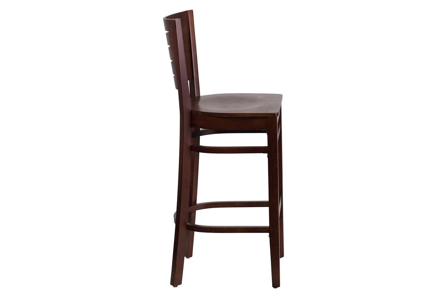 BLNK Darby Series Slat Back Walnut Wood Restaurant Bar Stool