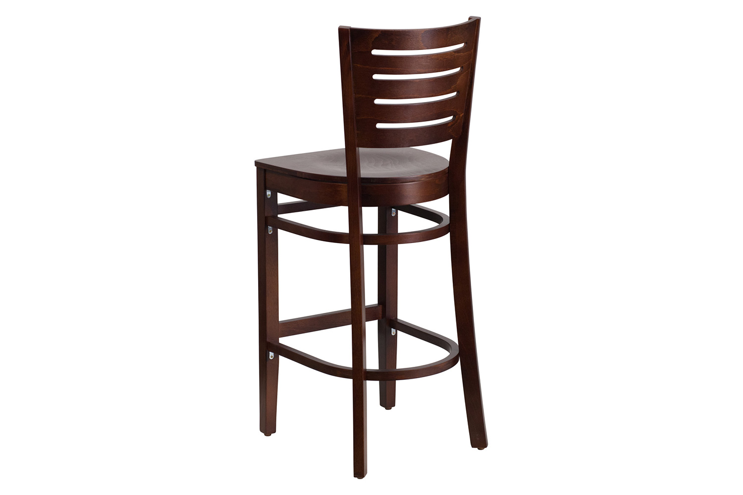 BLNK Darby Series Slat Back Walnut Wood Restaurant Bar Stool