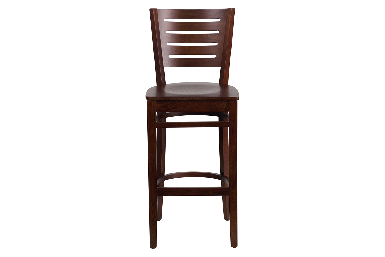 BLNK Darby Series Slat Back Walnut Wood Restaurant Bar Stool