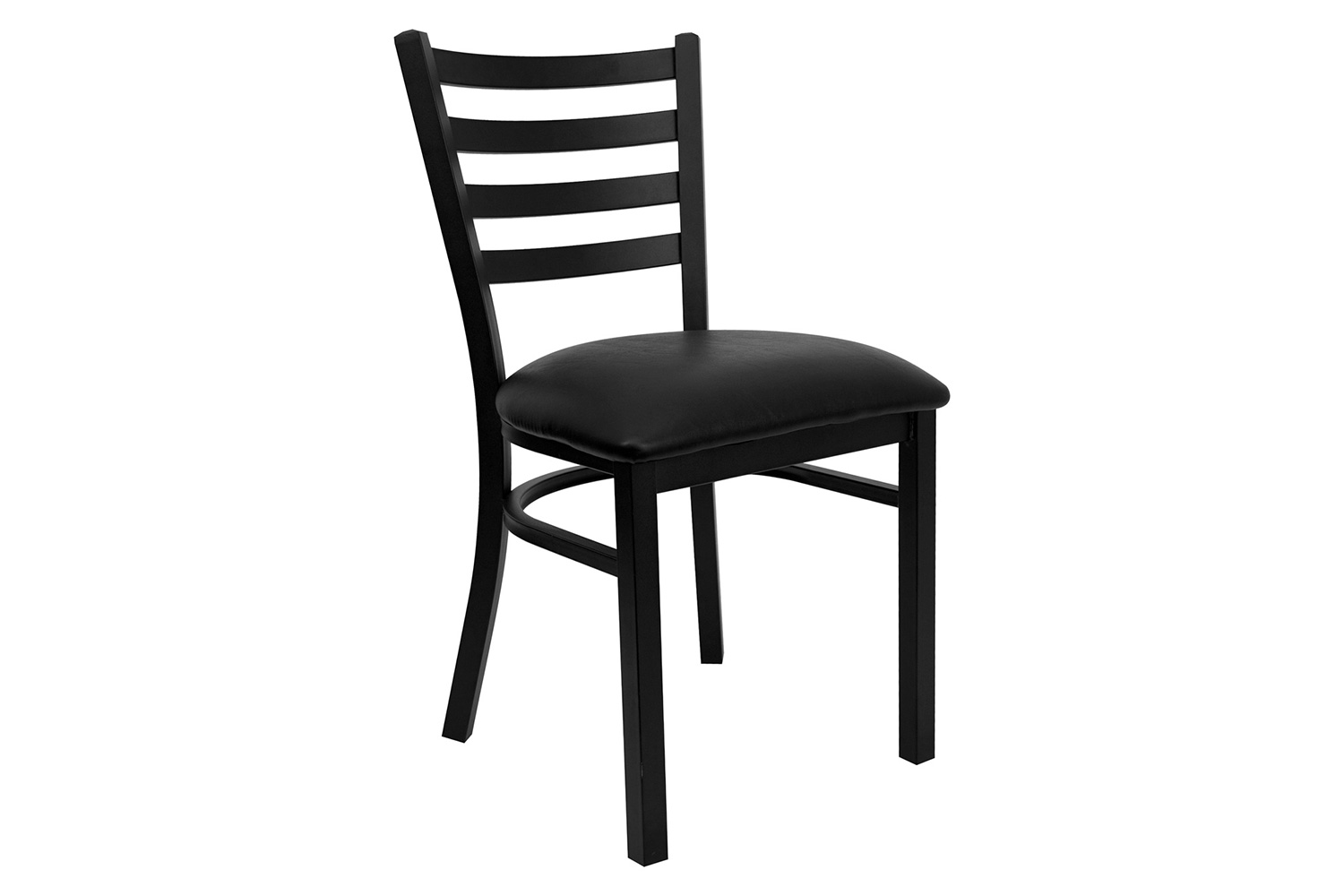 BLNK HERCULES Series Black Metal Ladder Back Restaurant Chair with Vinyl Seat - Black