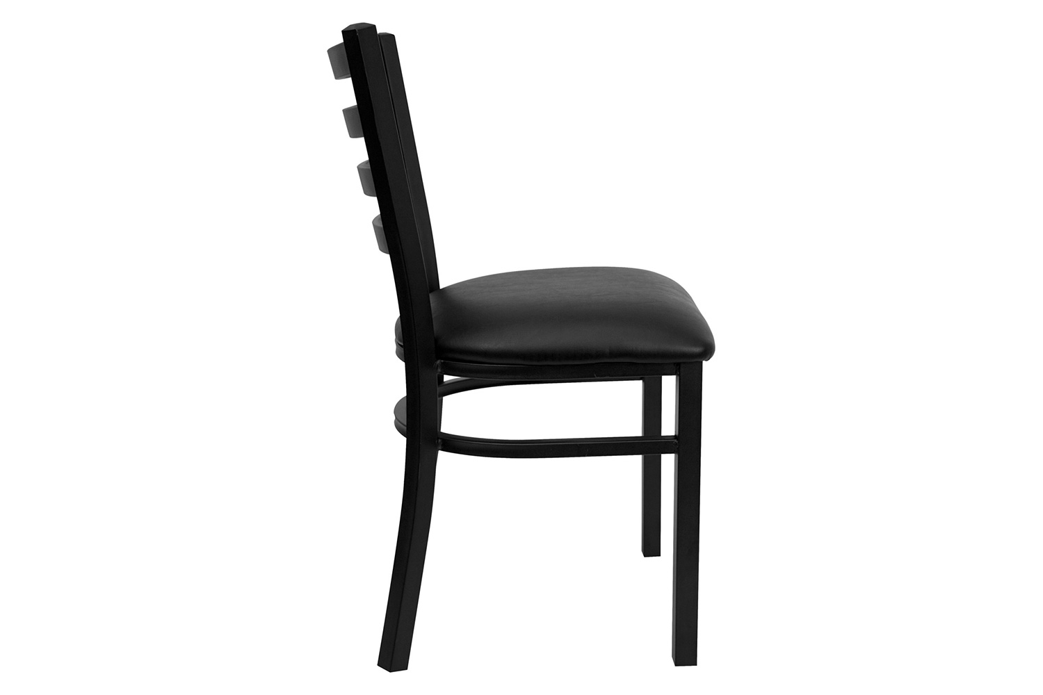 BLNK HERCULES Series Black Metal Ladder Back Restaurant Chair with Vinyl Seat - Black