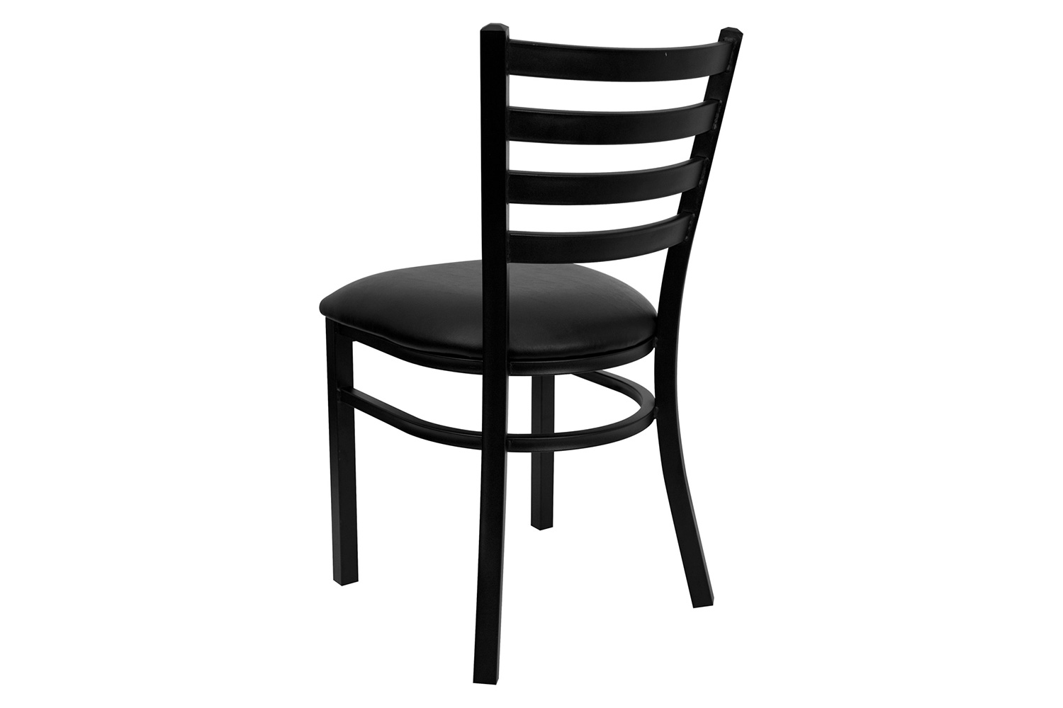 BLNK HERCULES Series Black Metal Ladder Back Restaurant Chair with Vinyl Seat - Black