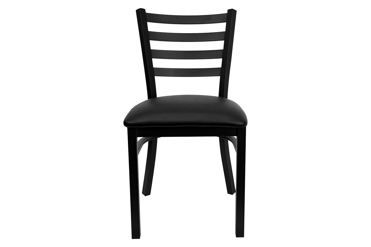 BLNK HERCULES Series Black Metal Ladder Back Restaurant Chair with Vinyl Seat - Black