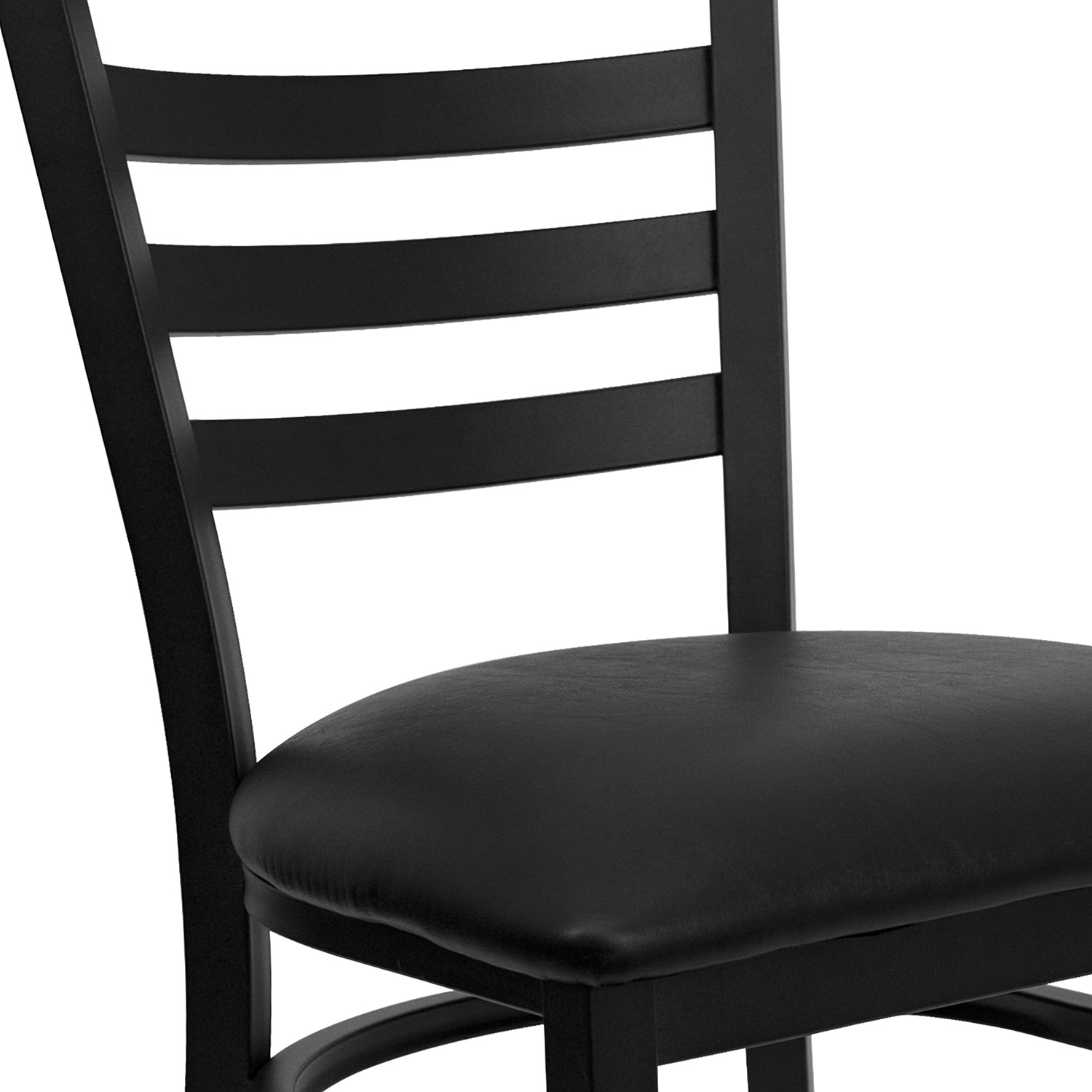 BLNK HERCULES Series Black Metal Ladder Back Restaurant Chair with Vinyl Seat - Black