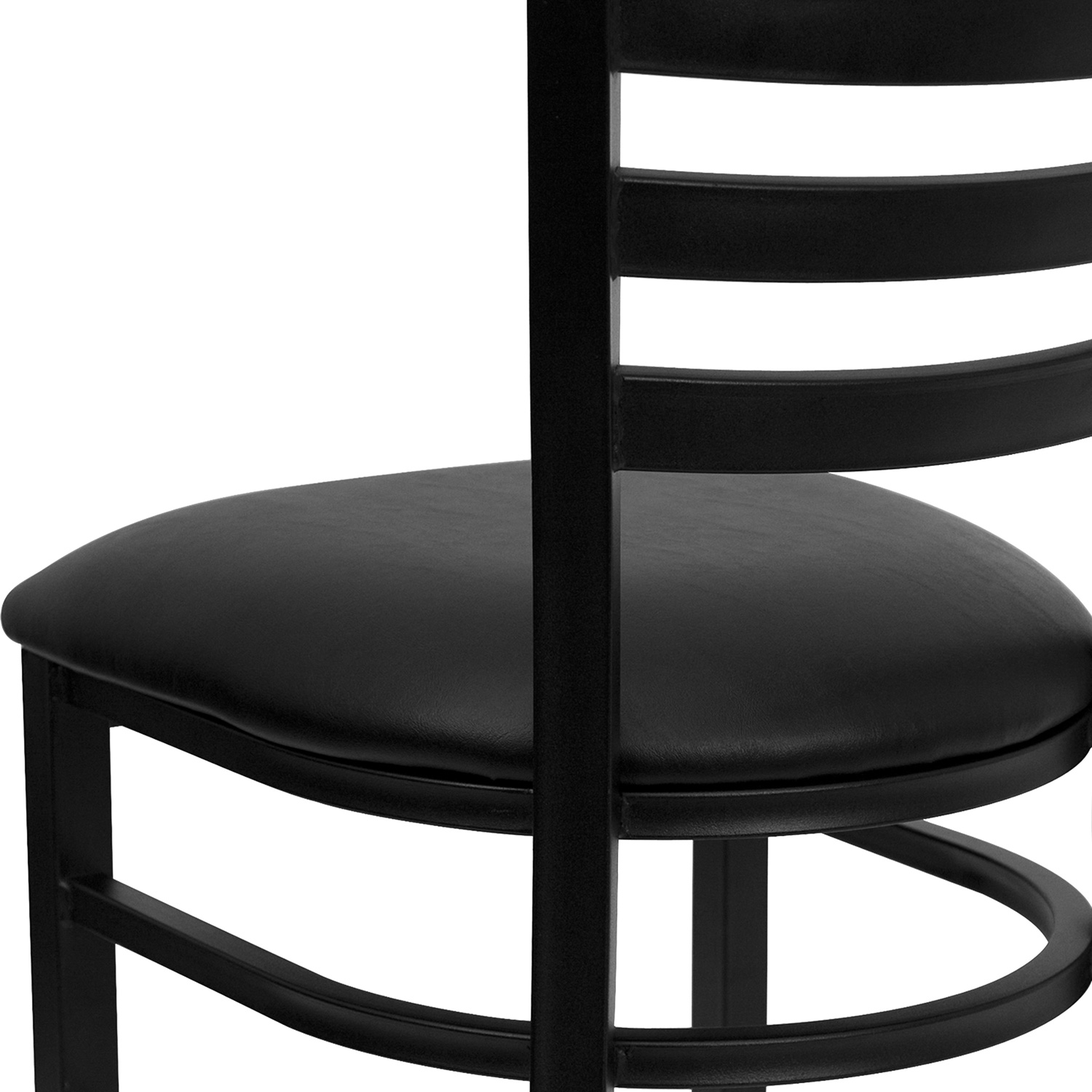 BLNK HERCULES Series Black Metal Ladder Back Restaurant Chair with Vinyl Seat - Black