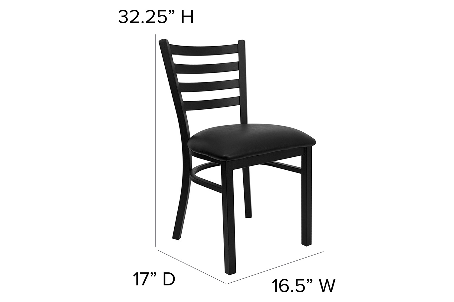 BLNK HERCULES Series Black Metal Ladder Back Restaurant Chair with Vinyl Seat - Black