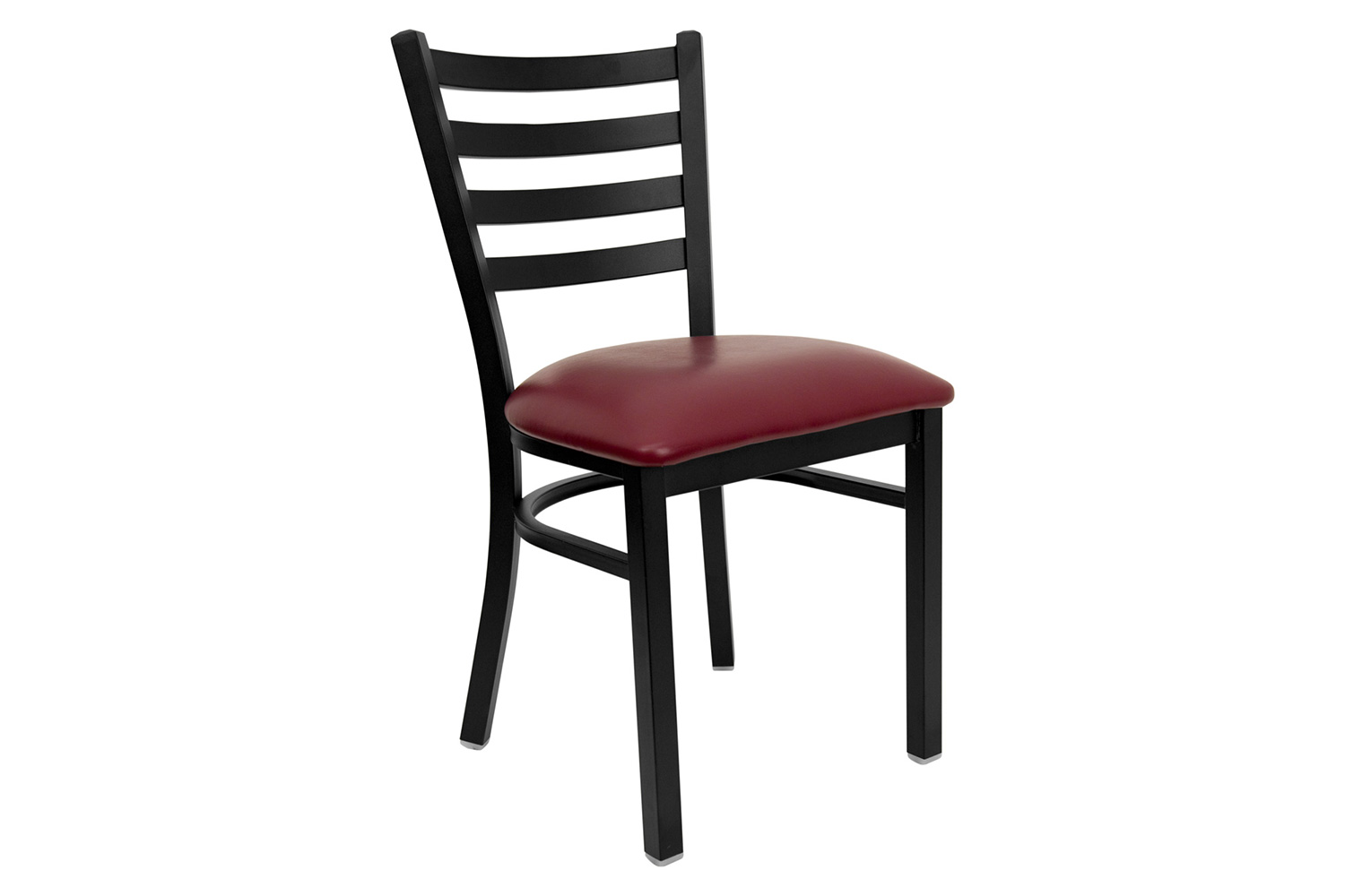 BLNK HERCULES Series Black Metal Ladder Back Restaurant Chair with Vinyl Seat