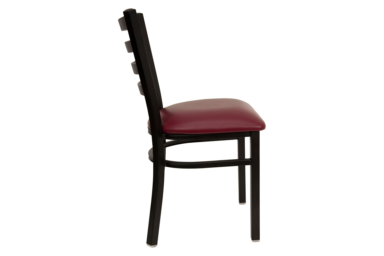 BLNK HERCULES Series Black Metal Ladder Back Restaurant Chair with Vinyl Seat - Burgundy