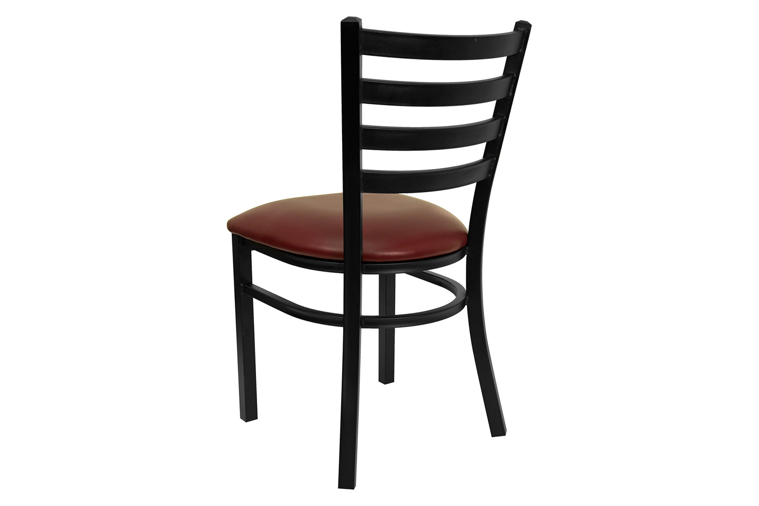 BLNK HERCULES Series Black Metal Ladder Back Restaurant Chair with Vinyl Seat - Burgundy