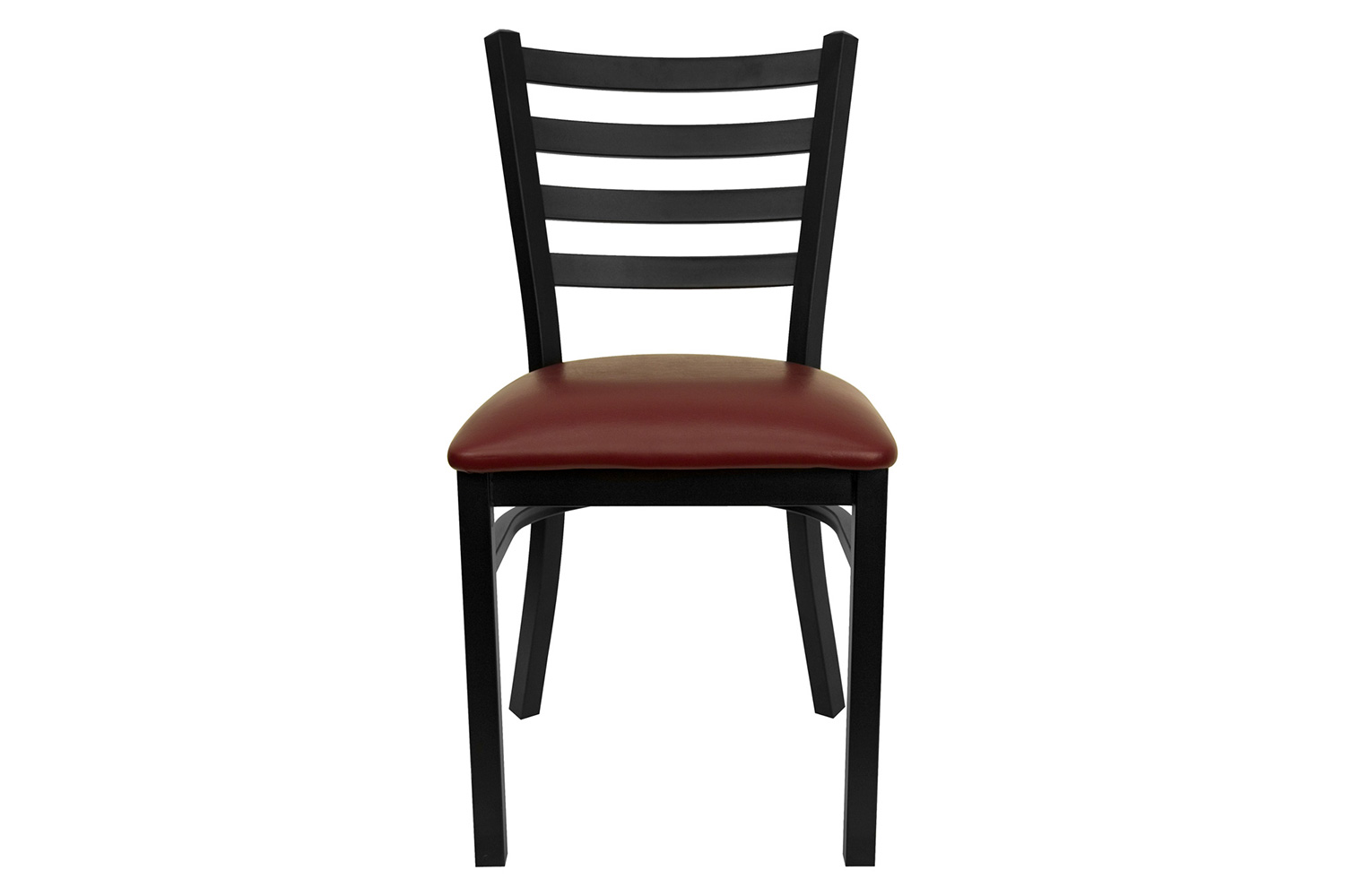 BLNK HERCULES Series Black Metal Ladder Back Restaurant Chair with Vinyl Seat - Burgundy