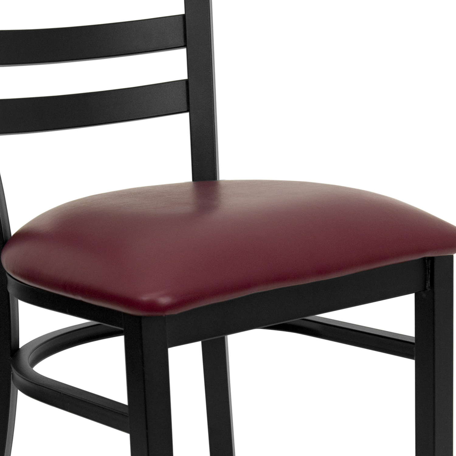 BLNK HERCULES Series Black Metal Ladder Back Restaurant Chair with Vinyl Seat - Burgundy