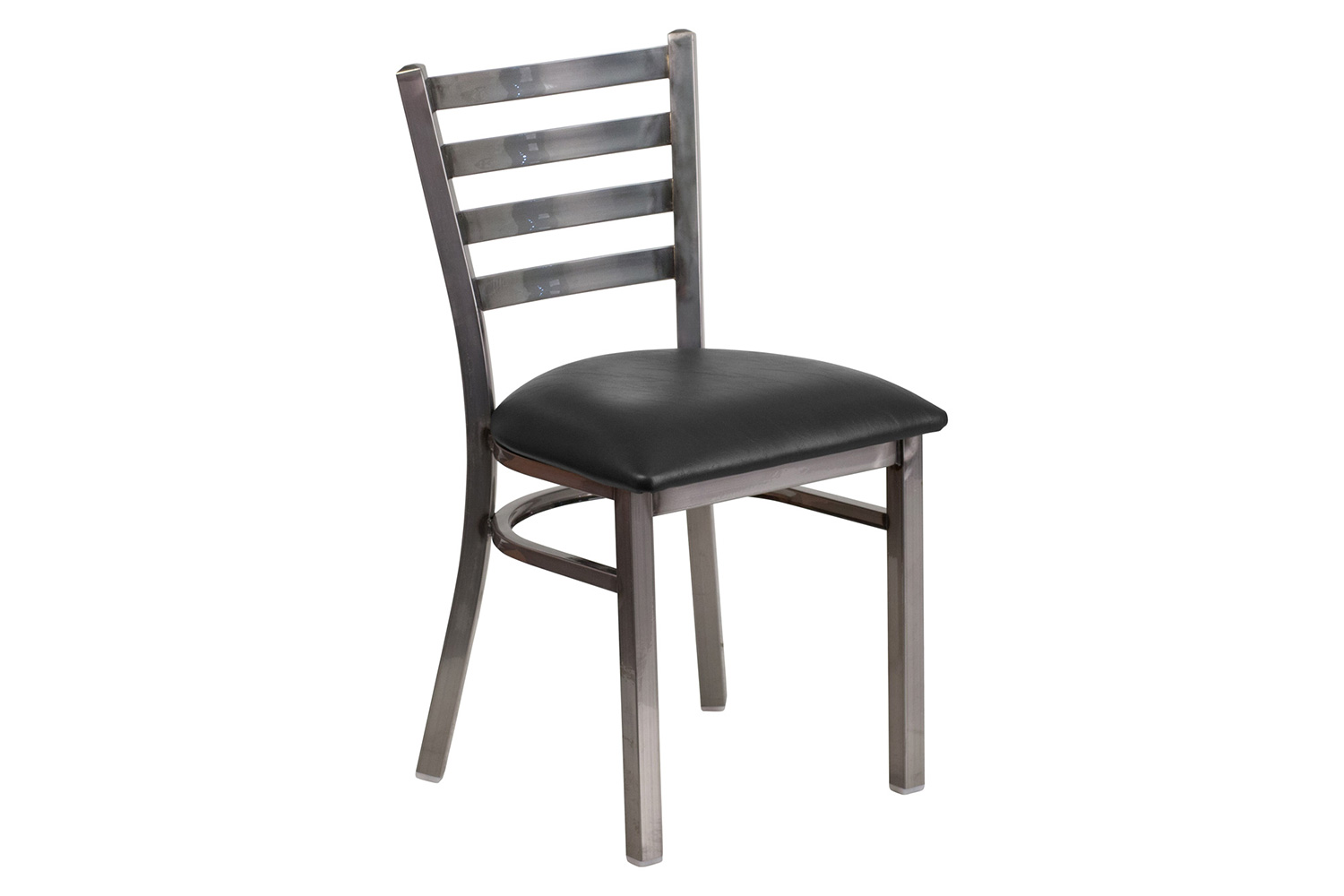 BLNK HERCULES Series Clear Coated Metal Ladder Back Restaurant Chair with Vinyl Seat