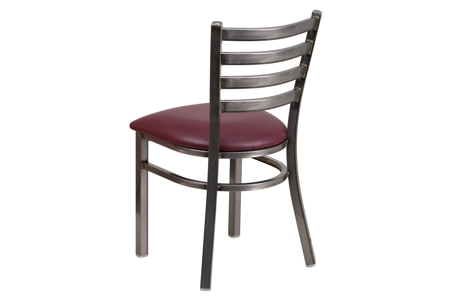 BLNK HERCULES Series Clear Coated Metal Ladder Back Restaurant Chair with Vinyl Seat - Burgundy